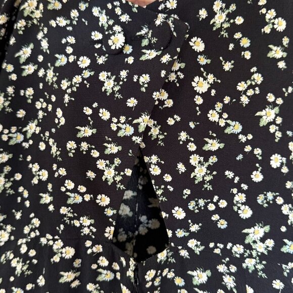& Other Stories Black Ditzy Daisy Floral Square Neck Puff Sleeve Mini Dress - Picture 9 of 17
